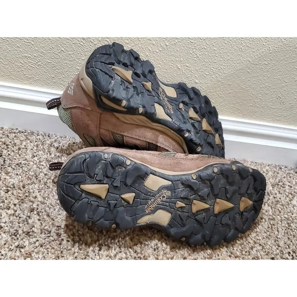 Columbia Waterproof Hiking Boots Men's Size 9 Brown Green Trail Outdoor Shoes